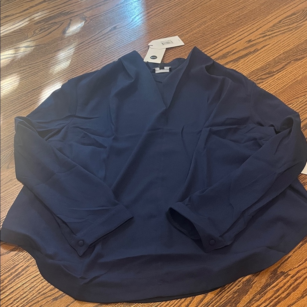 Universal Standard Better Than Silk Blouse in Blue, size S (14-16)